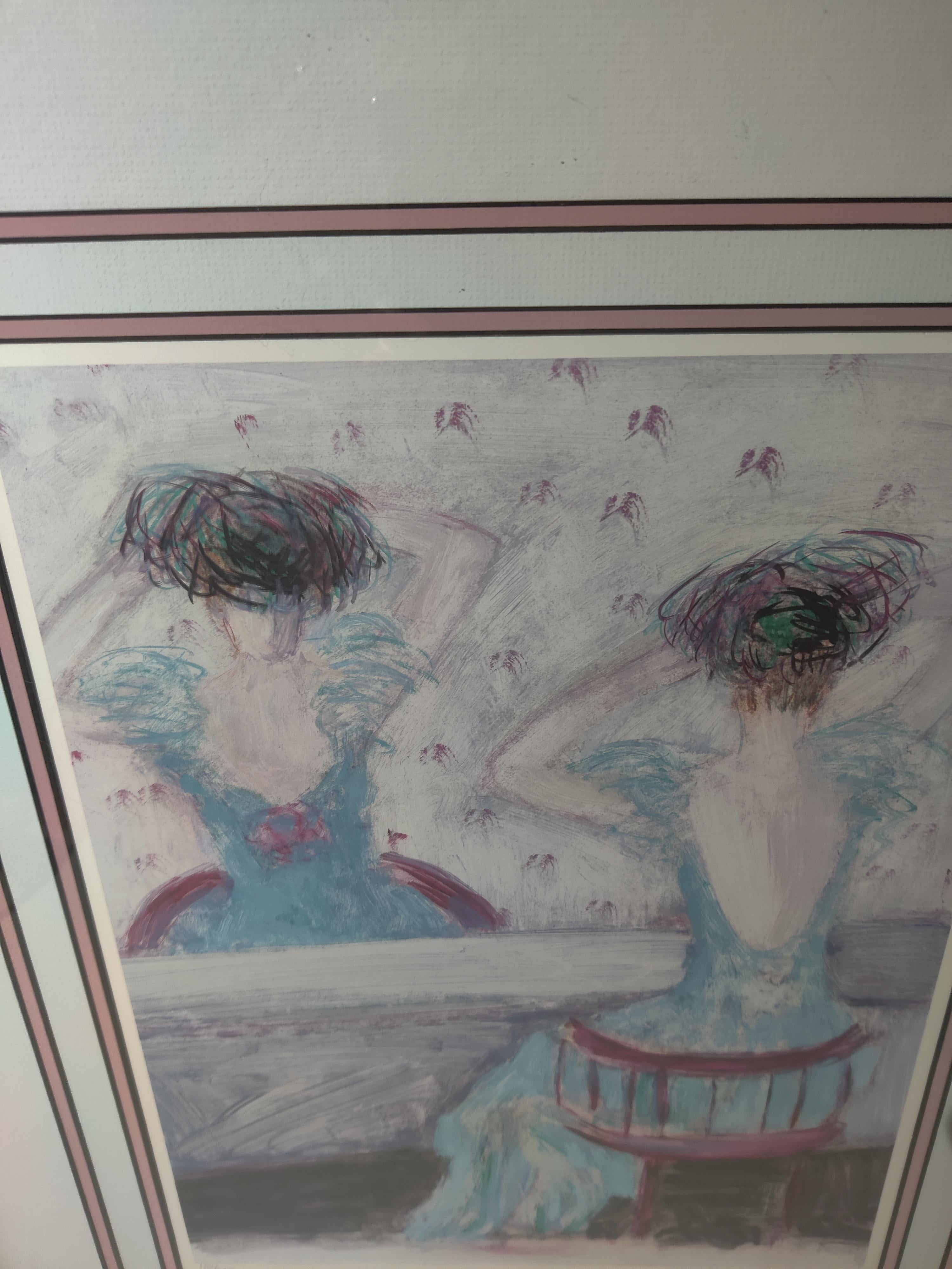 Barbara Wood Signiert und nummeriert Final Touch 1990s Lithographie Limitierte Auflage.  122/975.
Handsigniert unten rechts. 
Infos zum Künstler auf der Rückseite.
In gutem Zustand.   Hat eine vierlagige Matte.
Bildmaße 12,38 B x 16,5 H.
Der Rahmen
