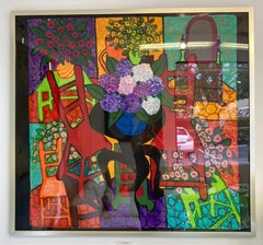 Hydrangeas In Blue Vase