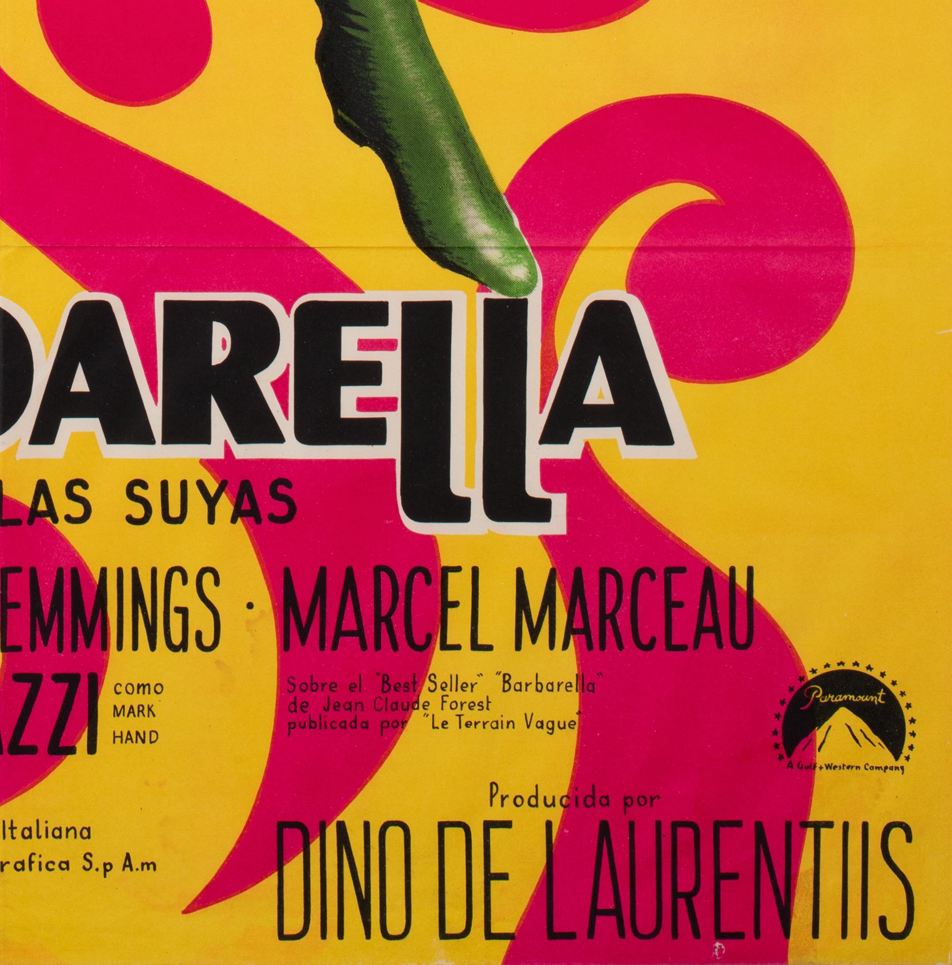 BARBARELLA 1968 Argentin 1 feuille Affiche de film en vente 3
