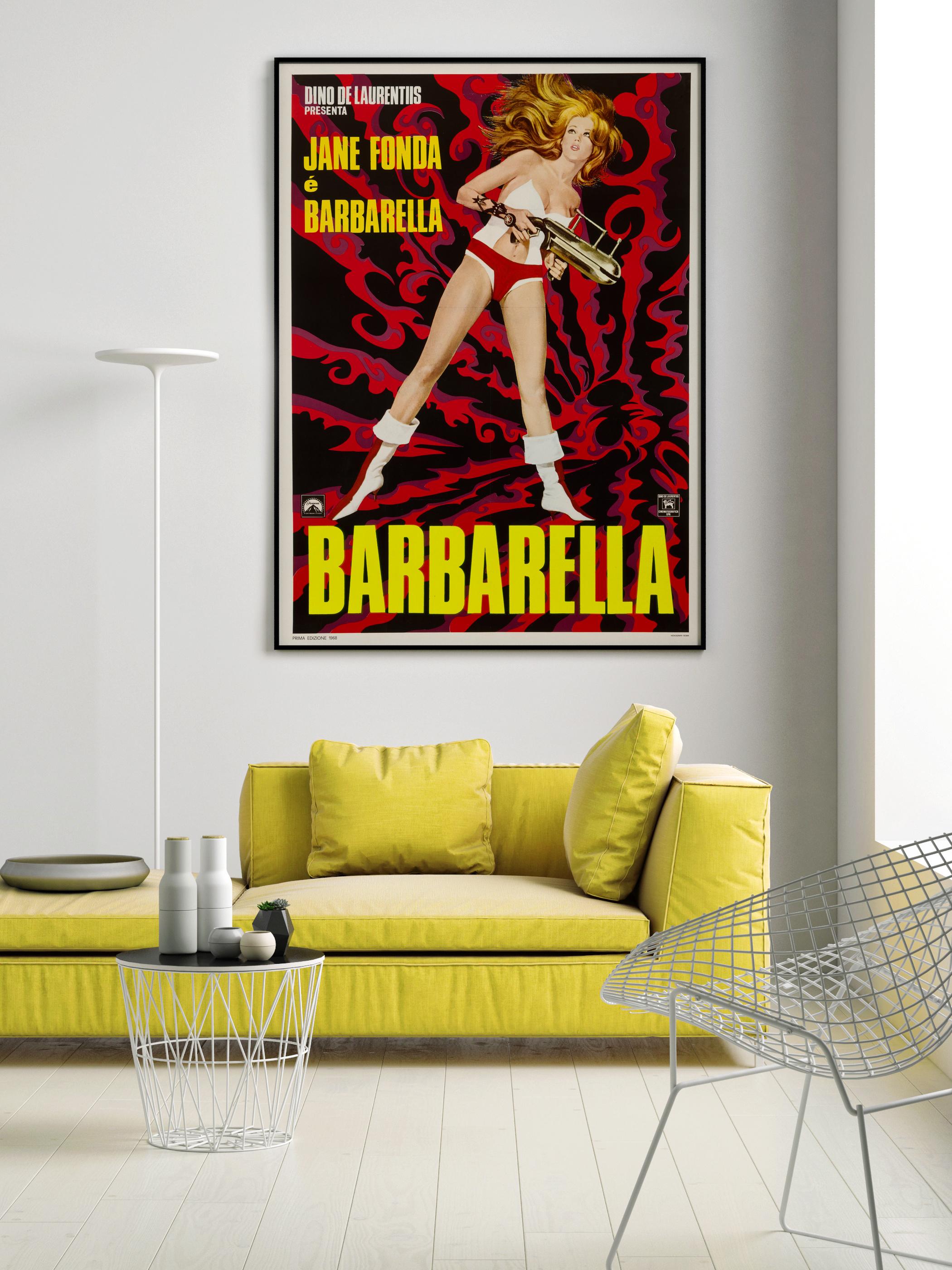 Postmoderno Poster cinematografico originale di 'Barbarella' di Mario De Berardinis, italiano, 1968 in vendita