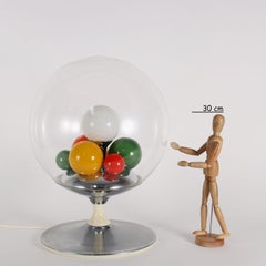 Barbarella Table Lamp by Esperia Chromed Metal Glass Italy 1965