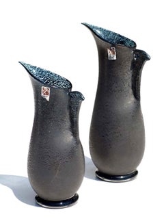 "Barbarico" by Barovier & Toso Glass Murano Bird Pair of Vases