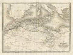 Barbary Coast North Africa Map, Morocco Algeria Tunisia Libya, Lapie 1837