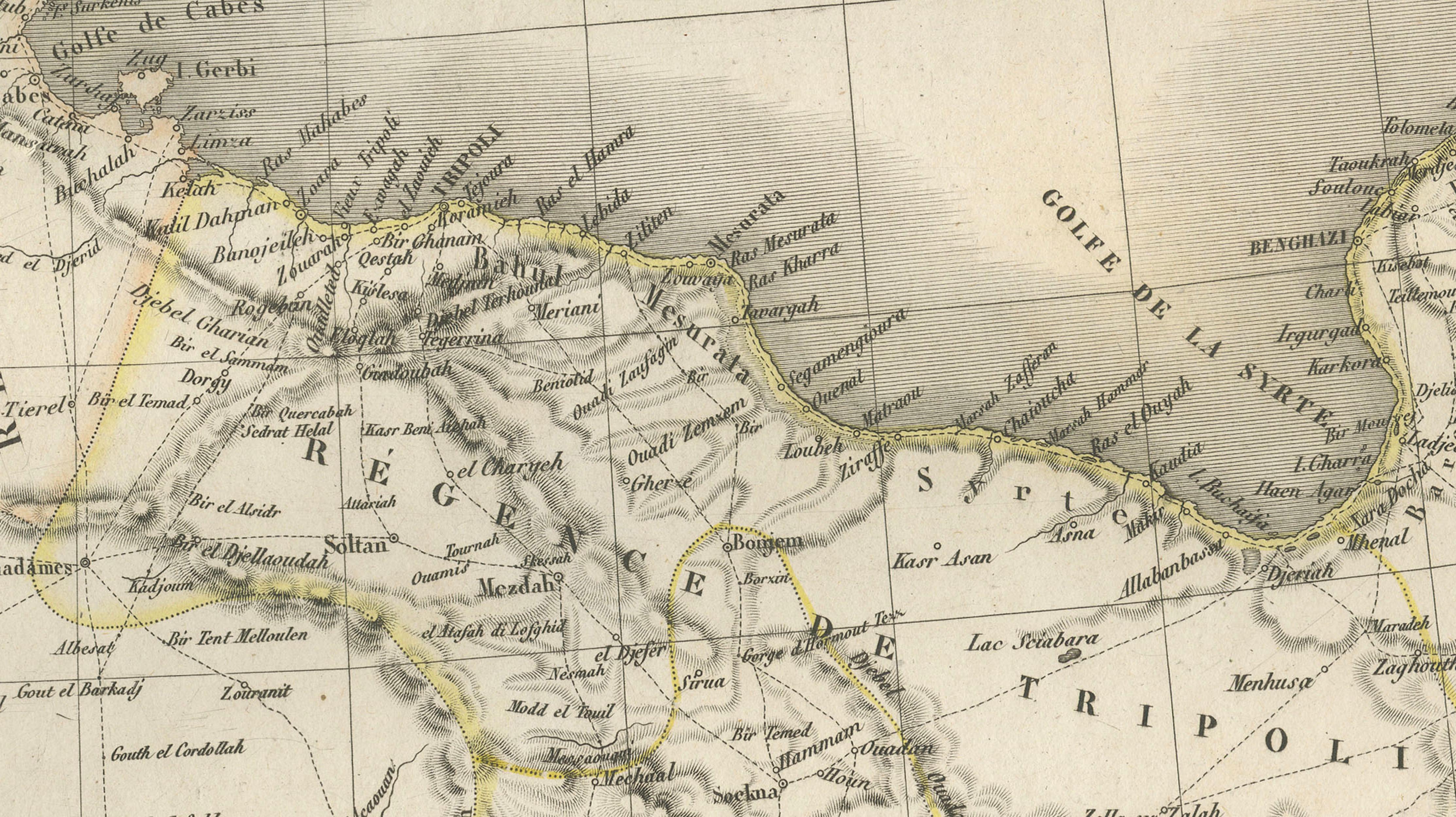 Barbary Coast North Africa Map, Morocco Algeria Tunisia Libya, Lapie 1837