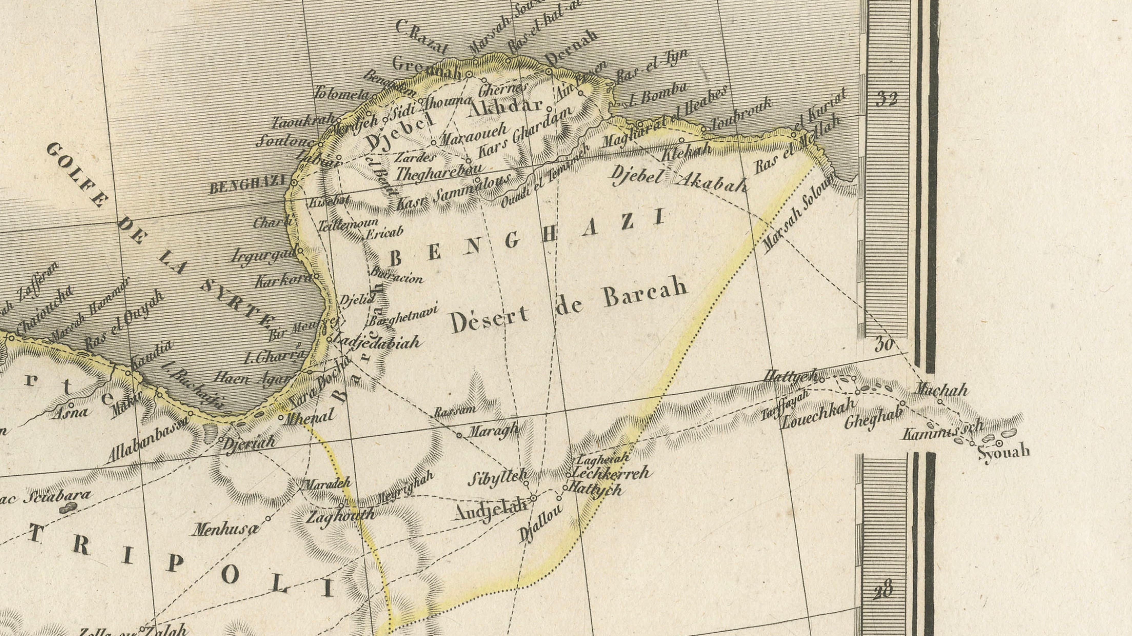 Barbary Coast North Africa Map, Morocco Algeria Tunisia Libya, Lapie 1837