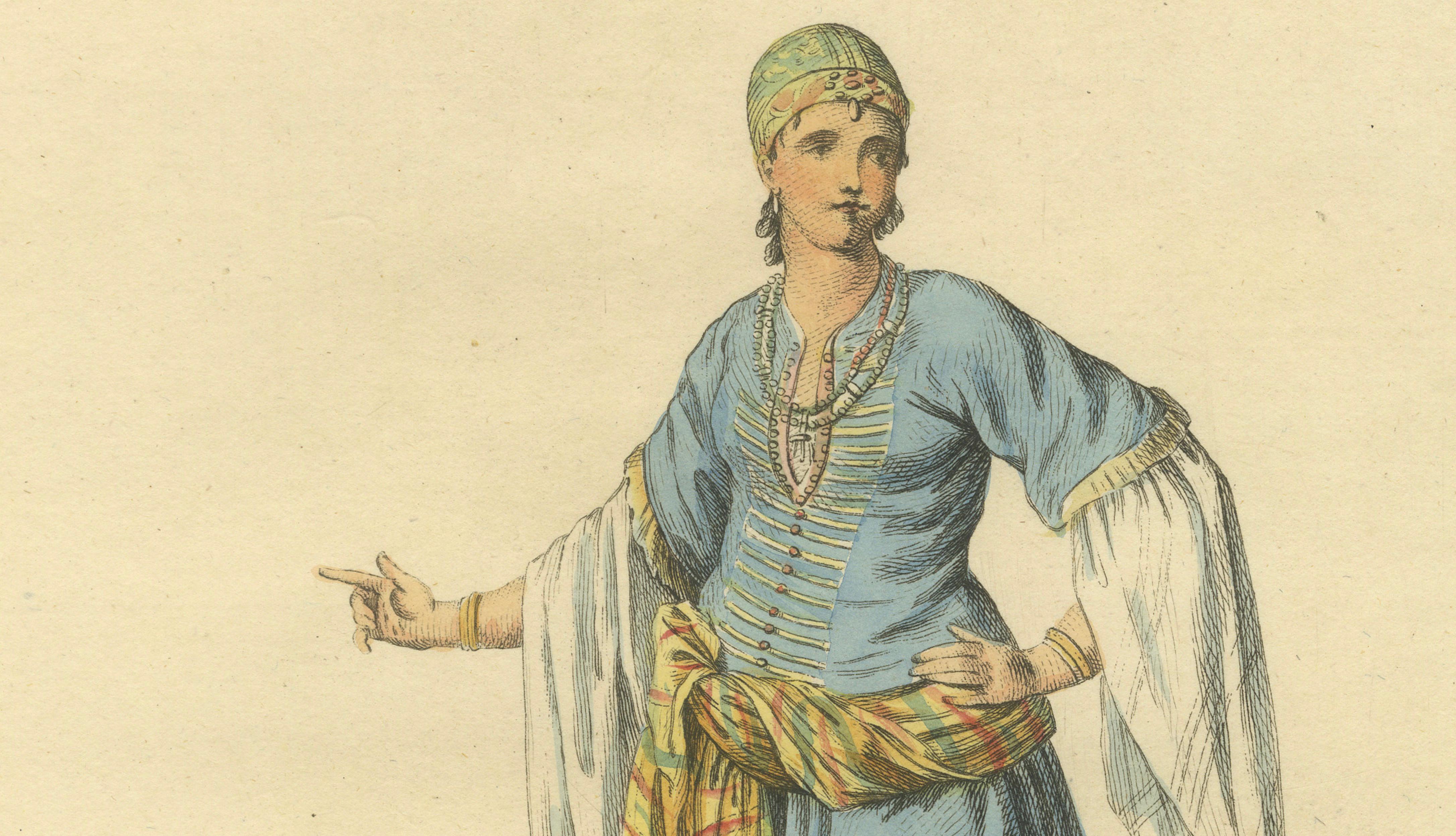 Barbary Ladies in Morning and Ceremonial Dress in 1700, Costume Engravings, 1749