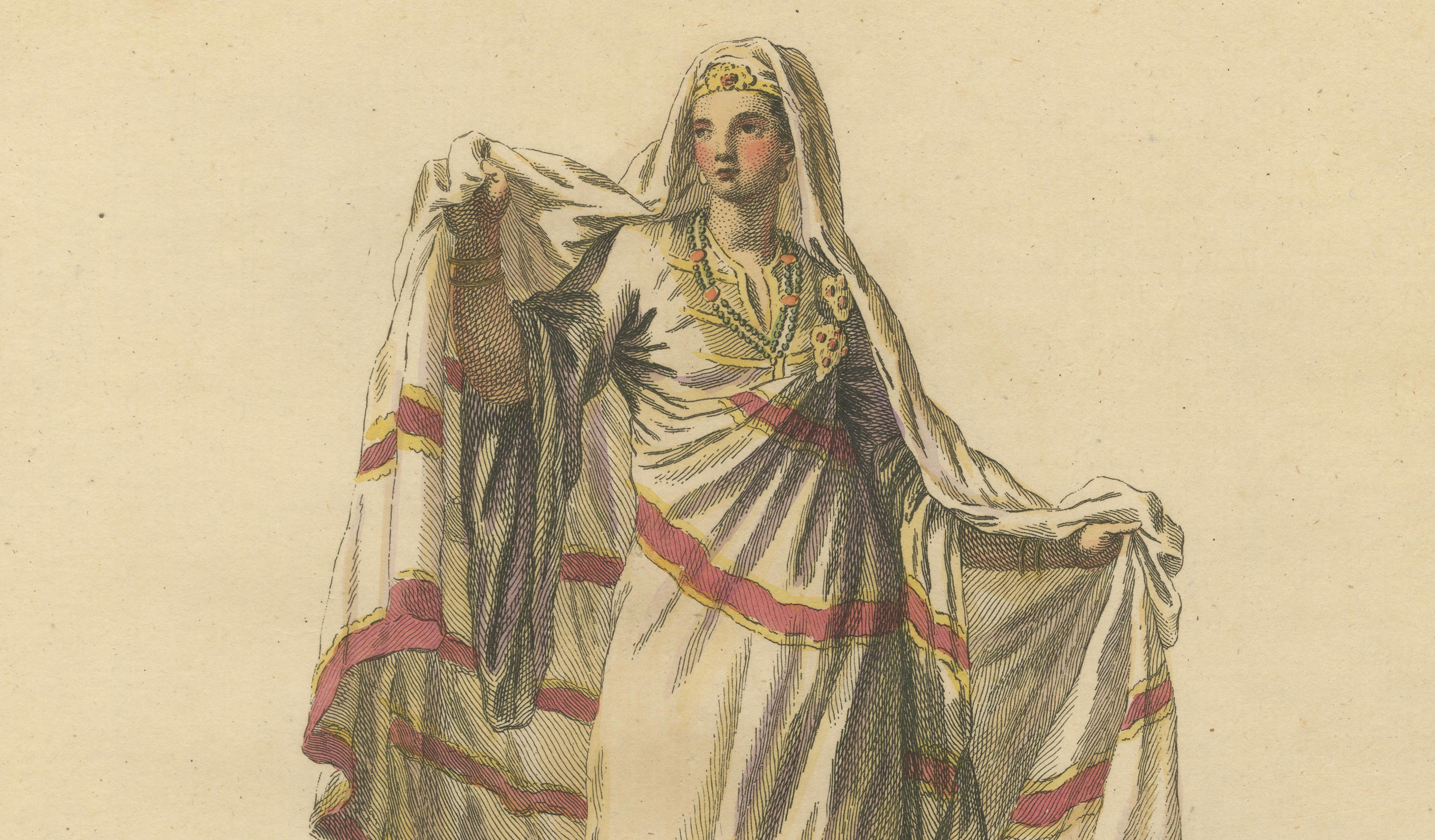 Barbary Ladies in Morning and Ceremonial Dress in 1700, Costume Engravings, 1749