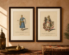 Barbary Ladies in Morning and Ceremonial Dress in 1700, Costume Engravings, 1749