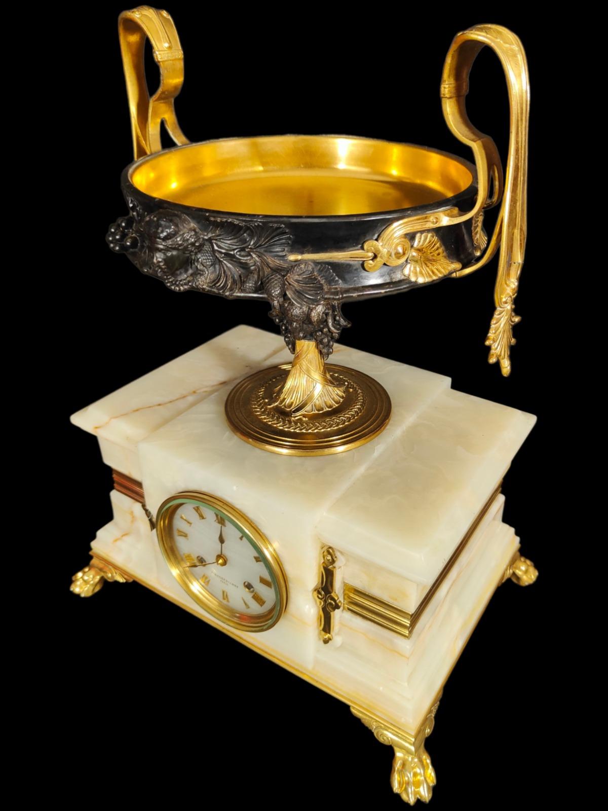 Horloge Barbedienne Art Nouveau en onyx, XIXe siècle en vente 5