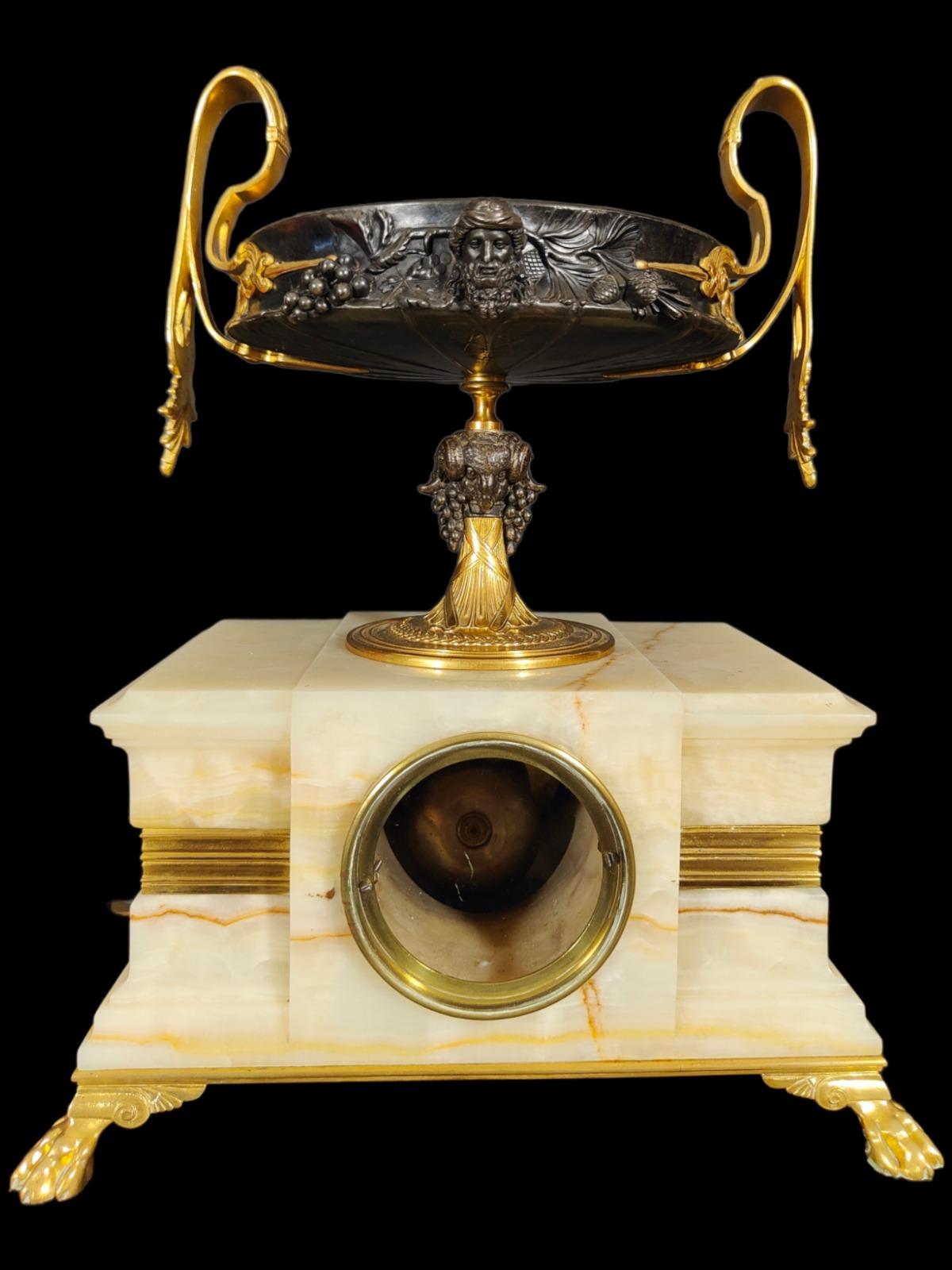 Baroque Barbedienne Art Nouveau Onyx Clock, 19th Century For Sale