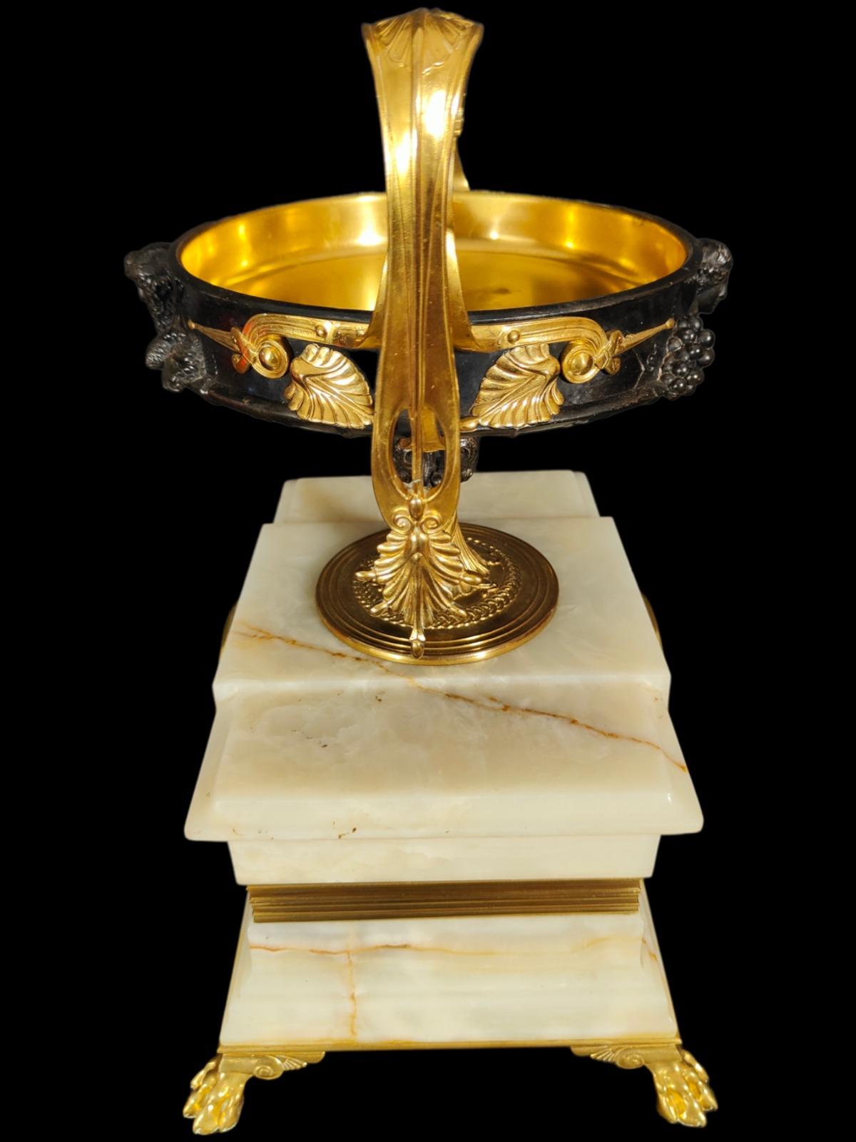 Fait main Horloge Barbedienne Art Nouveau en onyx, XIXe siècle en vente