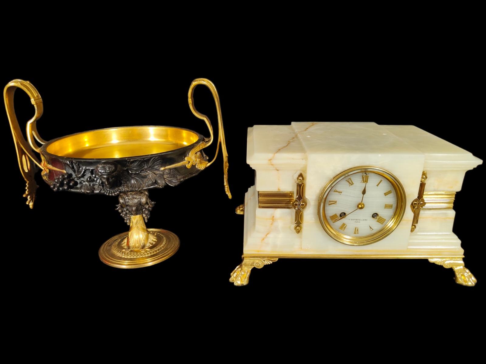 Horloge Barbedienne Art Nouveau en onyx, XIXe siècle en vente 1