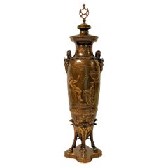 Barbedienne Bacchanalian Bronze Vase Modified as Lamp