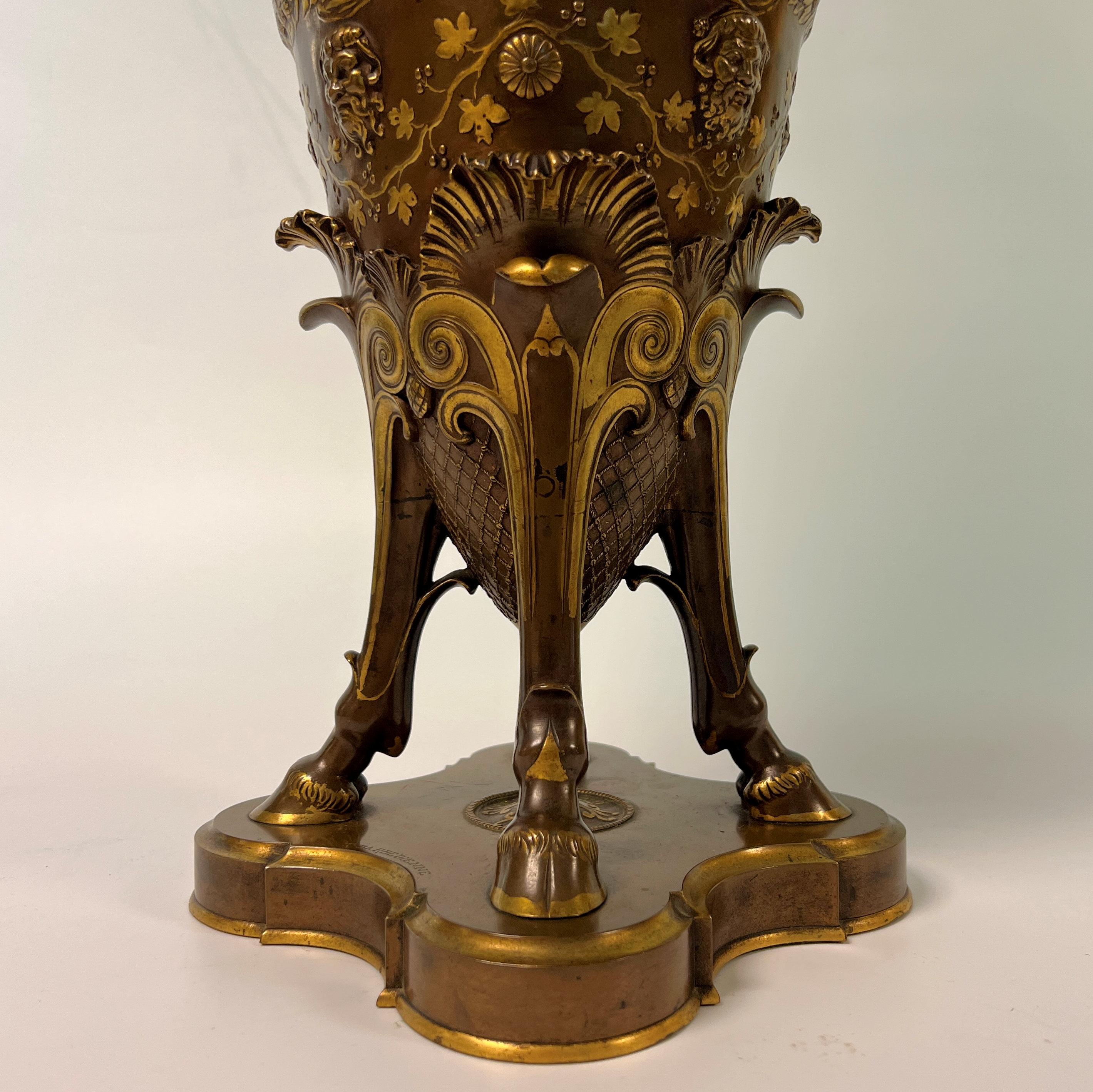 Barbedienne Bacchanalian Neoclassical Bronze Vase Mounted as Lamp For Sale 11