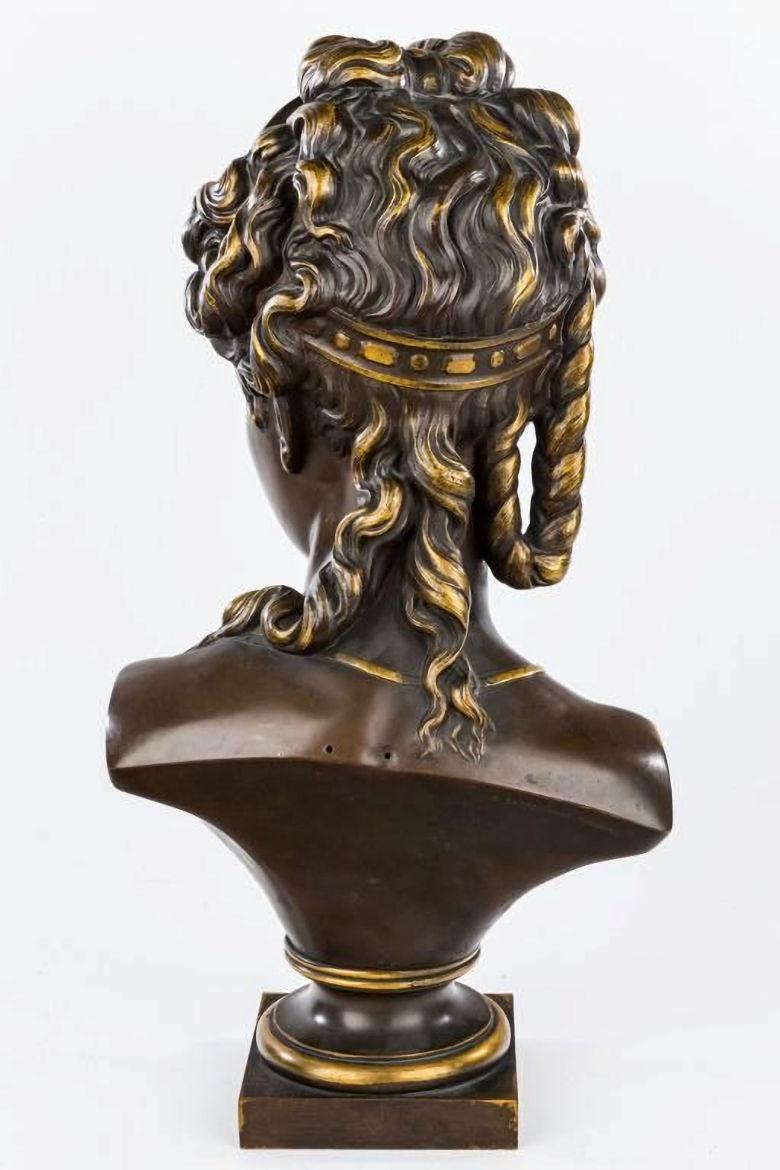 Barbedienne Bronze Neoclassical Female Bust by Eugene Aizelin Dated 1870 In Good Condition For Sale In New York, US