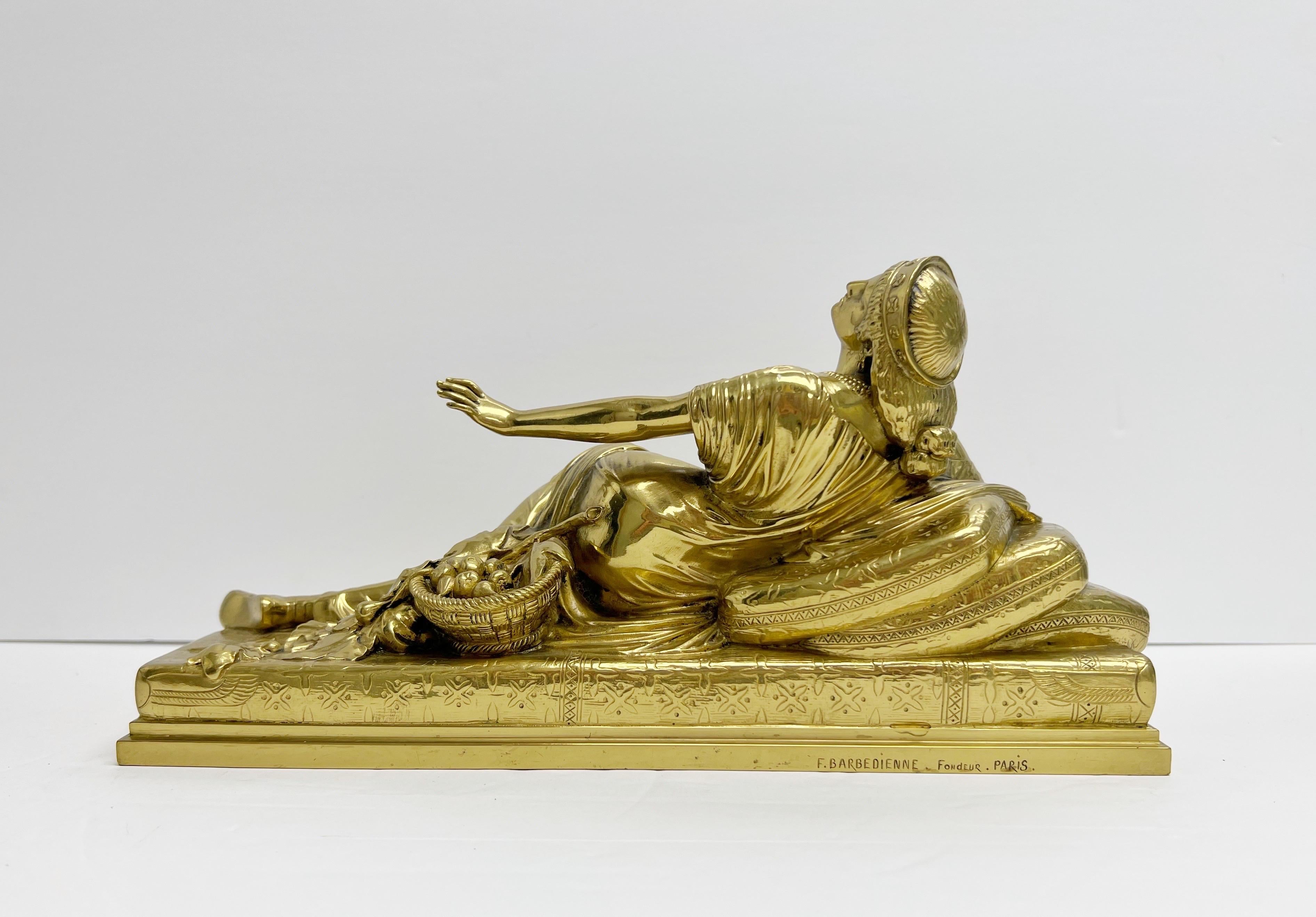 Barbedienne-Bronze-Skulptur von Kleopatra mit Schlange (Französisch)