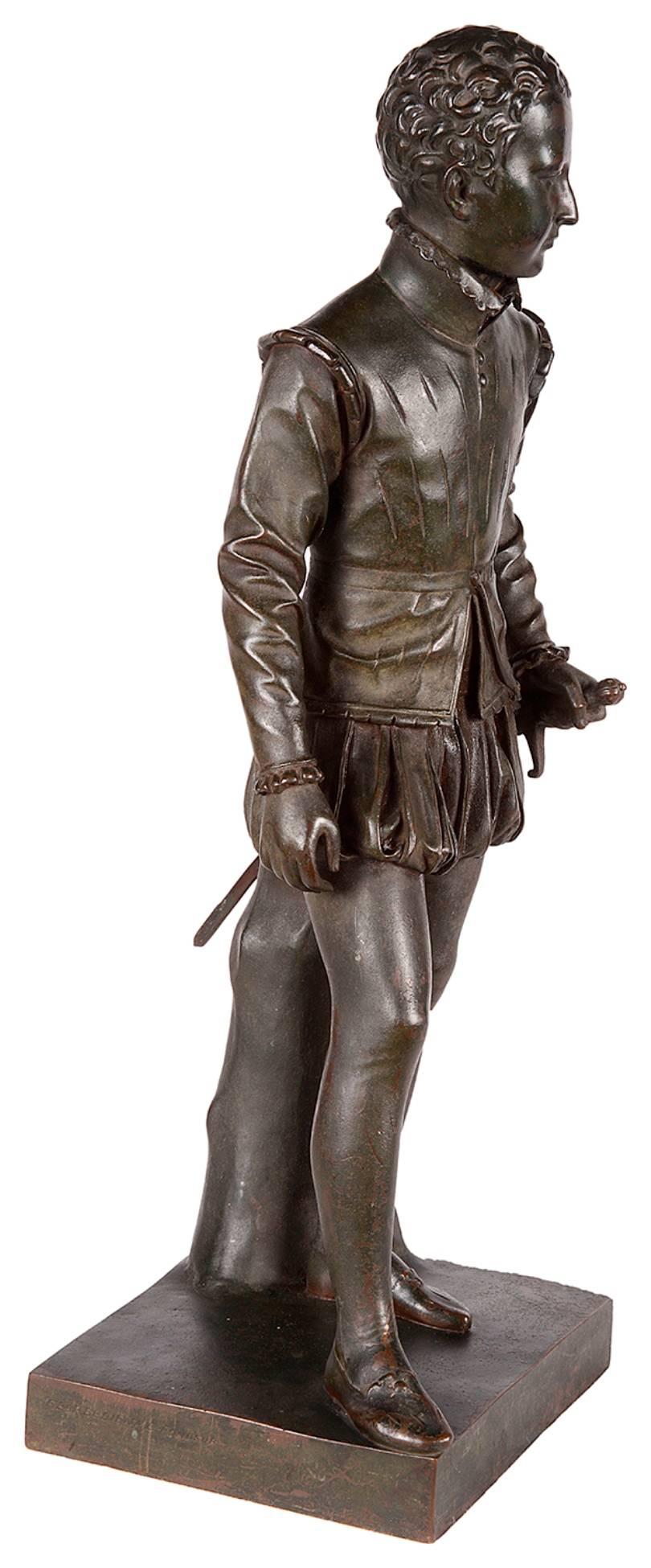 A very good quality 19th century bronze statue of a young Henry IV, stamped Barbedienne.