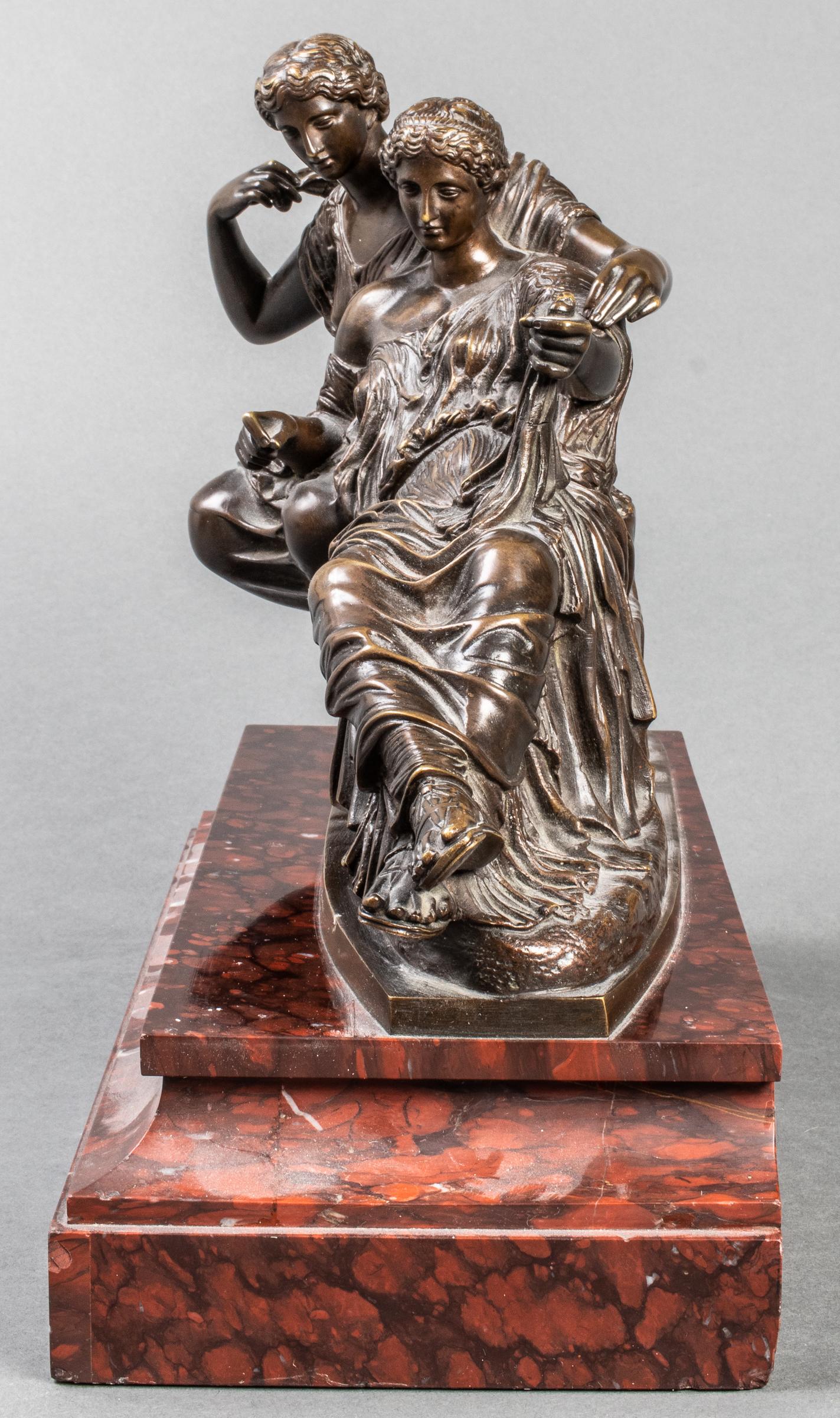 Barbedienne French Neoclassical Revival Bronze Model of Reclining Muses In Good Condition In New York, NY