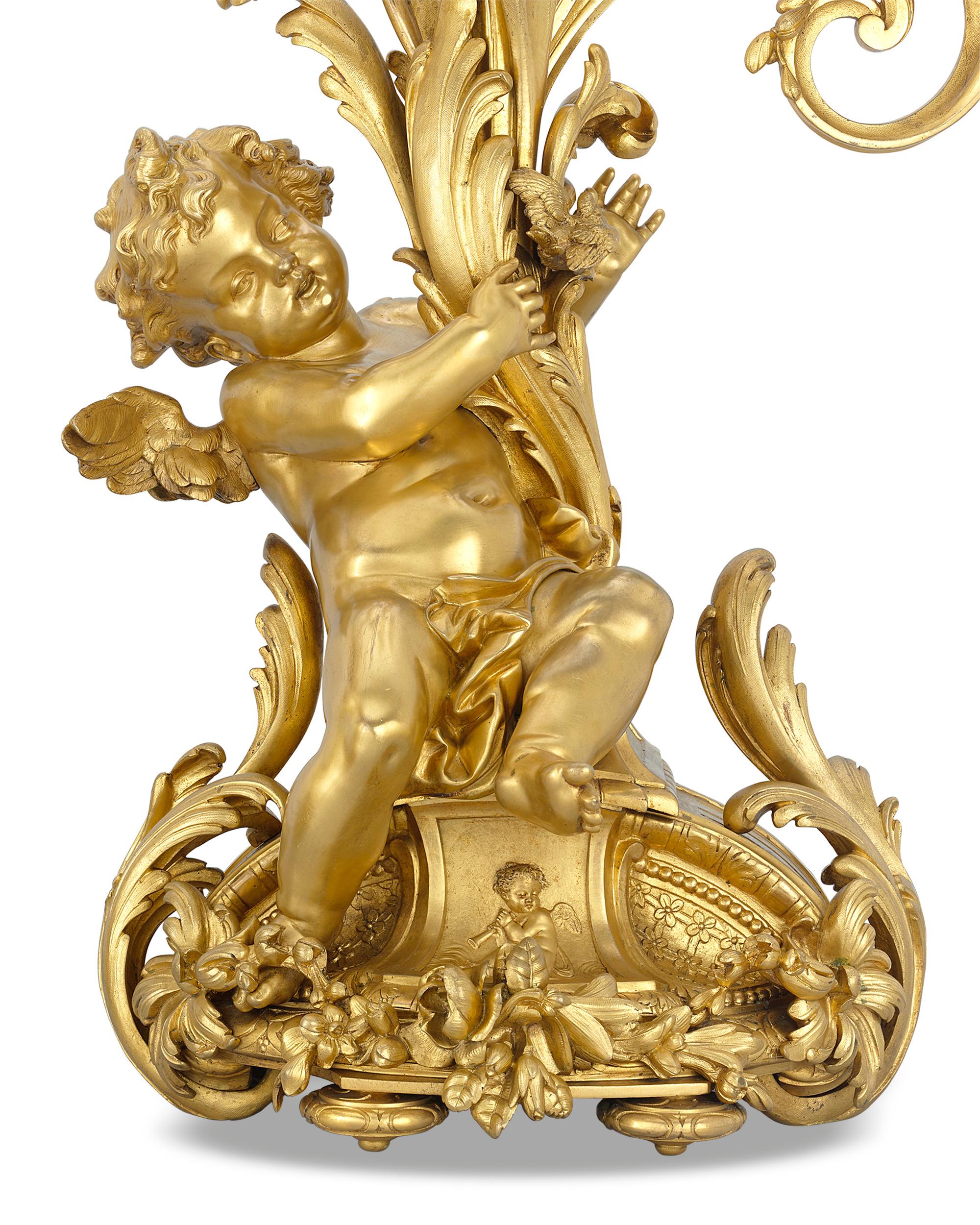 Napoleon III Barbedienne Gilt Bronze Candelabra