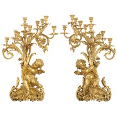 Barbedienne Gilt Bronze Candelabra
