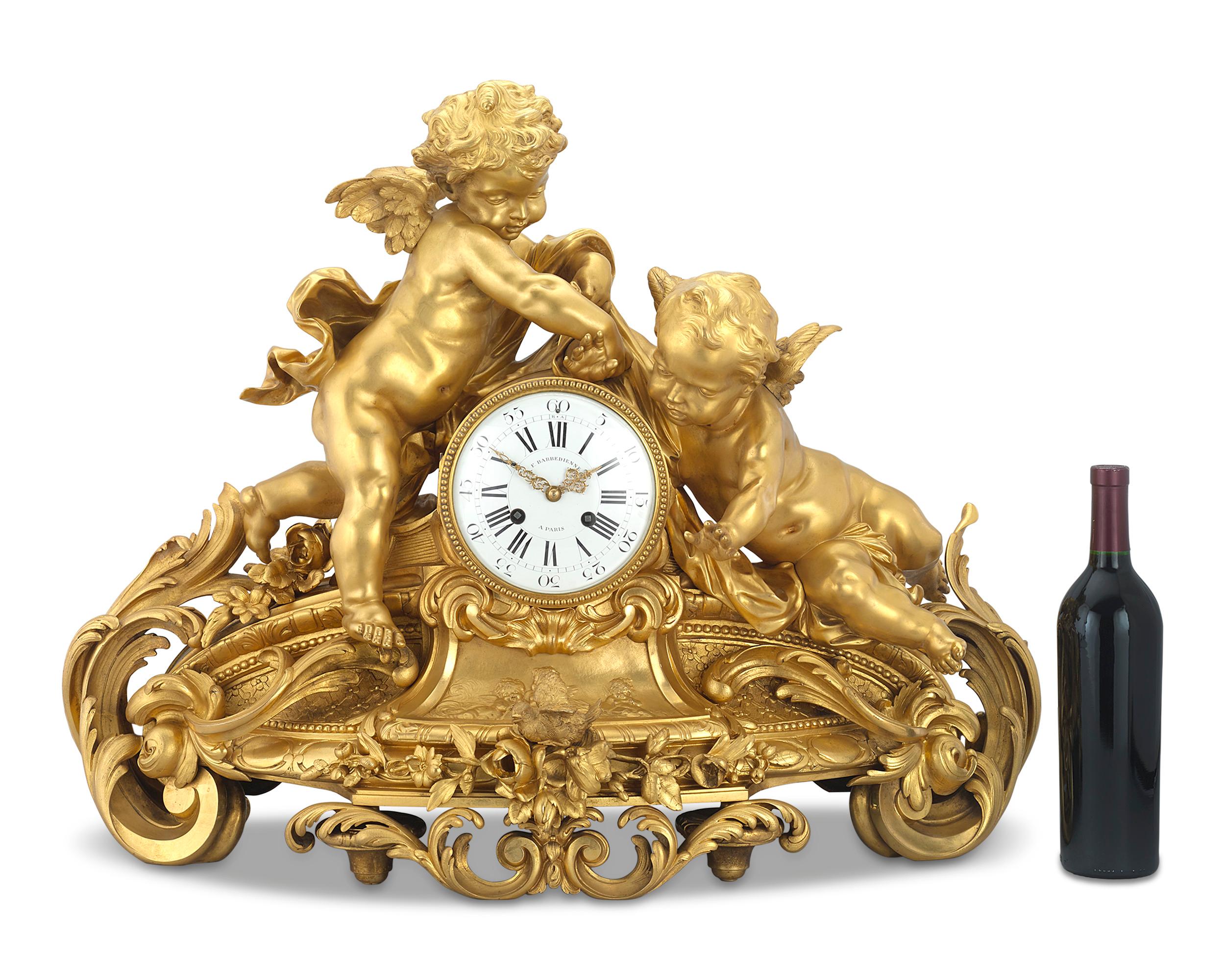 19th Century Barbedienne Gilt Bronze Mantel Clock