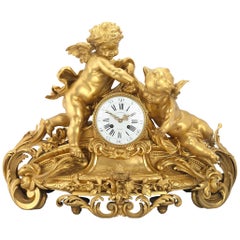 Antique Barbedienne Gilt Bronze Mantel Clock