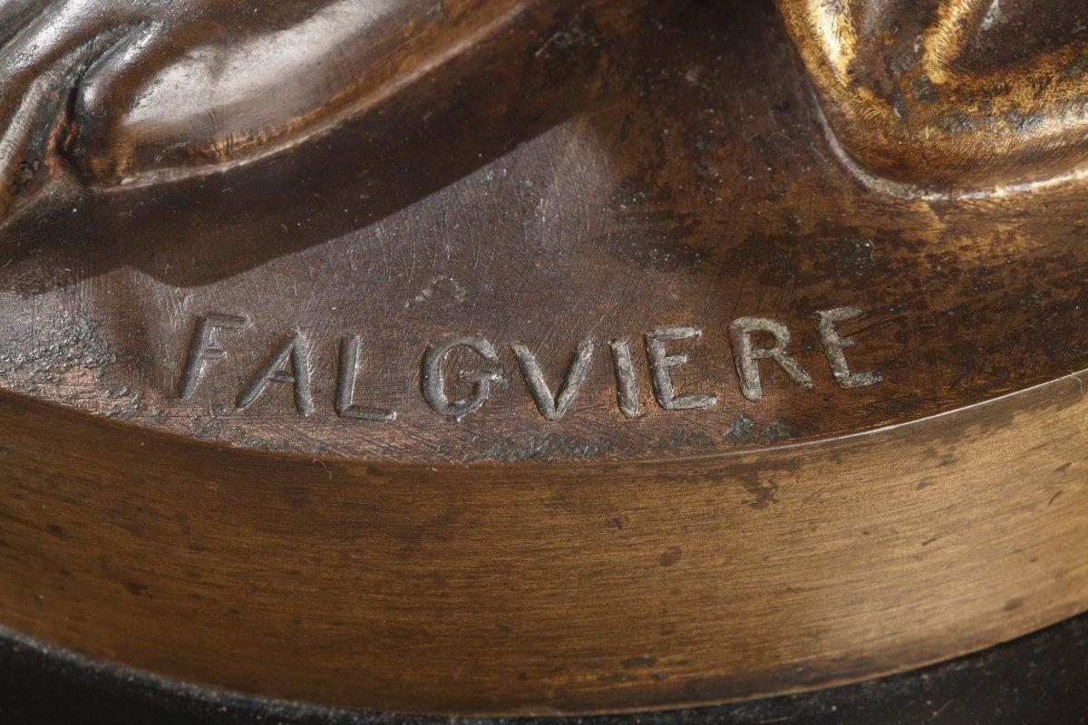 BARBEDIENNE - Pair of 19th Century Bronze Torchières by DUBOIS & FALGUIERE For Sale 4