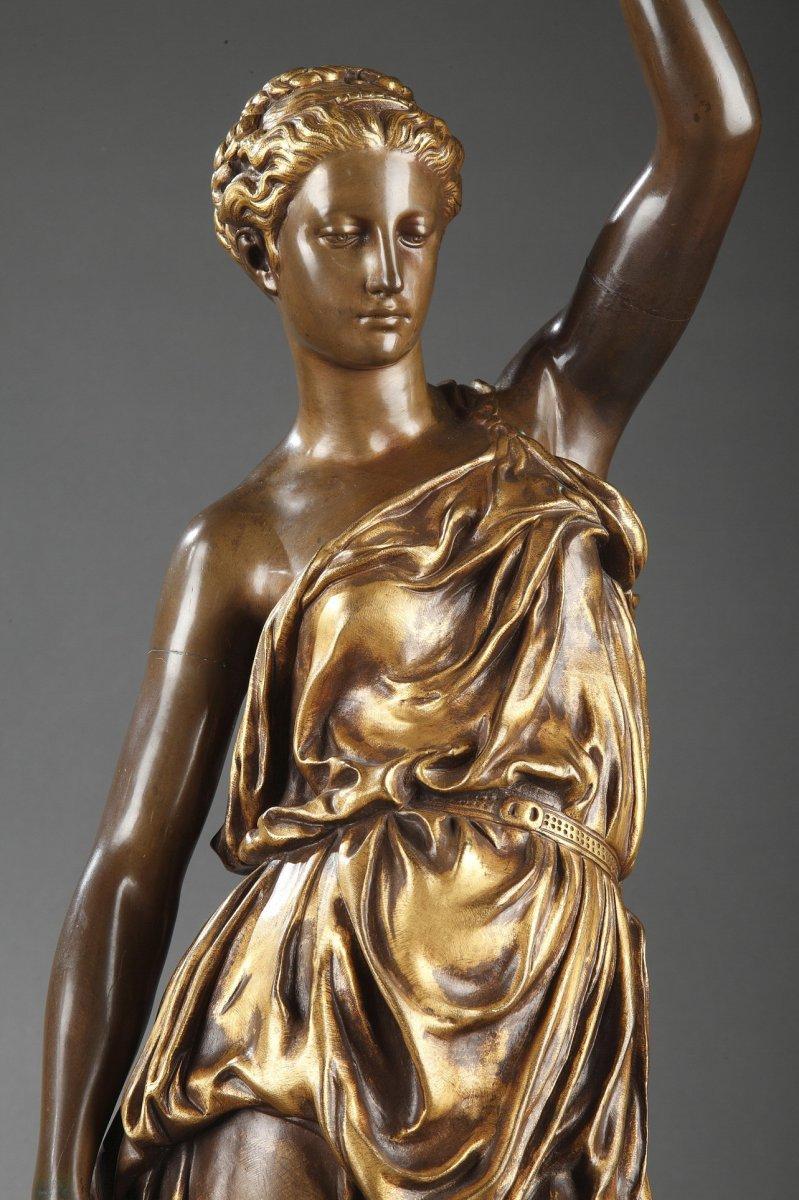 BARBEDIENNE - Pair of 19th Century Bronze Torchières by DUBOIS & FALGUIERE In Excellent Condition For Sale In SAINT-OUEN-SUR-SEINE, FR