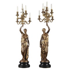 BARBEDIENNE - Coppia di torchiere in bronzo del XIX secolo di DUBOIS & FALGUIERE