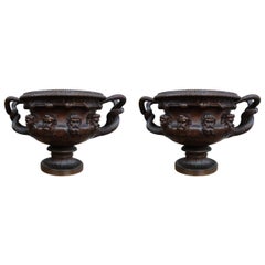 Barbedienne Pair of Bronze Neoclassical French Vases, 19th Century