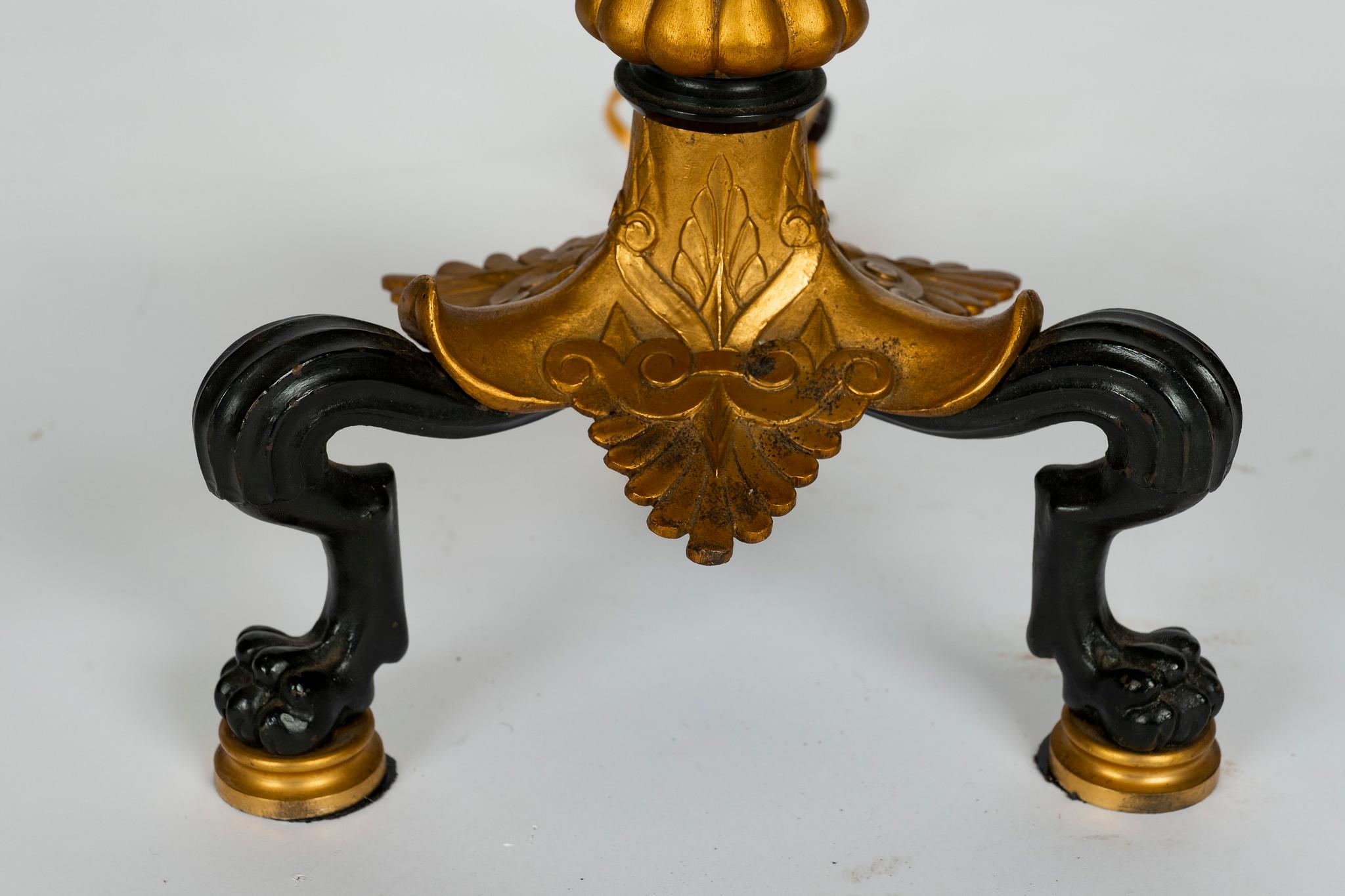 Regency Revival Barbedienne Style Black Candelabra Lamps