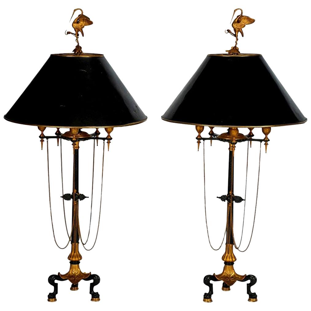 Barbedienne Style Black Candelabra Lamps