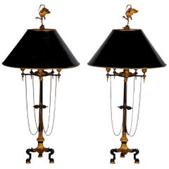 Barbedienne Style Black Candelabra Lamps