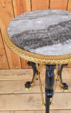 Barbedienne Style Gueridon in antique bronze and marble