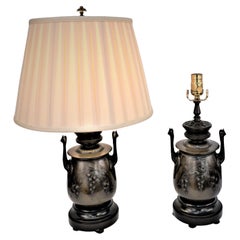 Barbedienne Style, Pair Bronze Urn Table Lamps