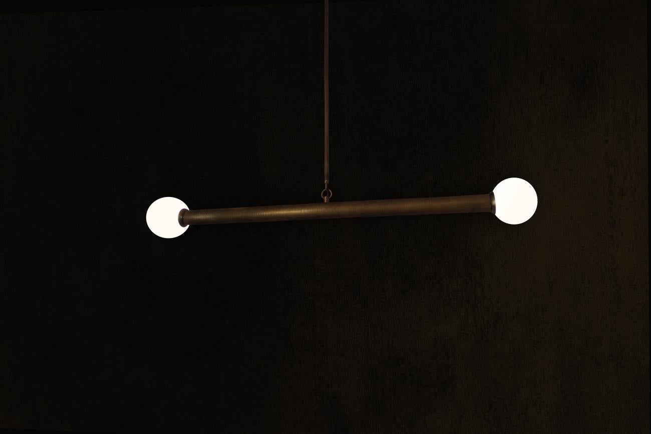 European Barbell 2, Solid Brass Ceiling Lamp by Candas Design For Sale