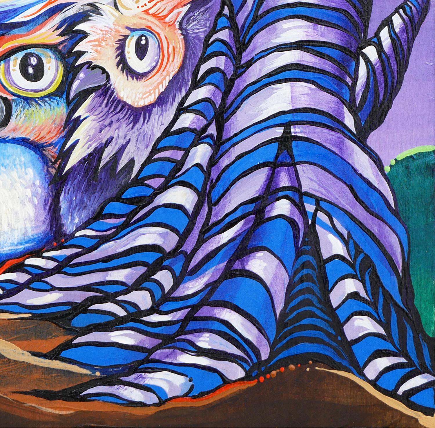 Purple Abstract Contemporary Owl Painting  For Sale 1
