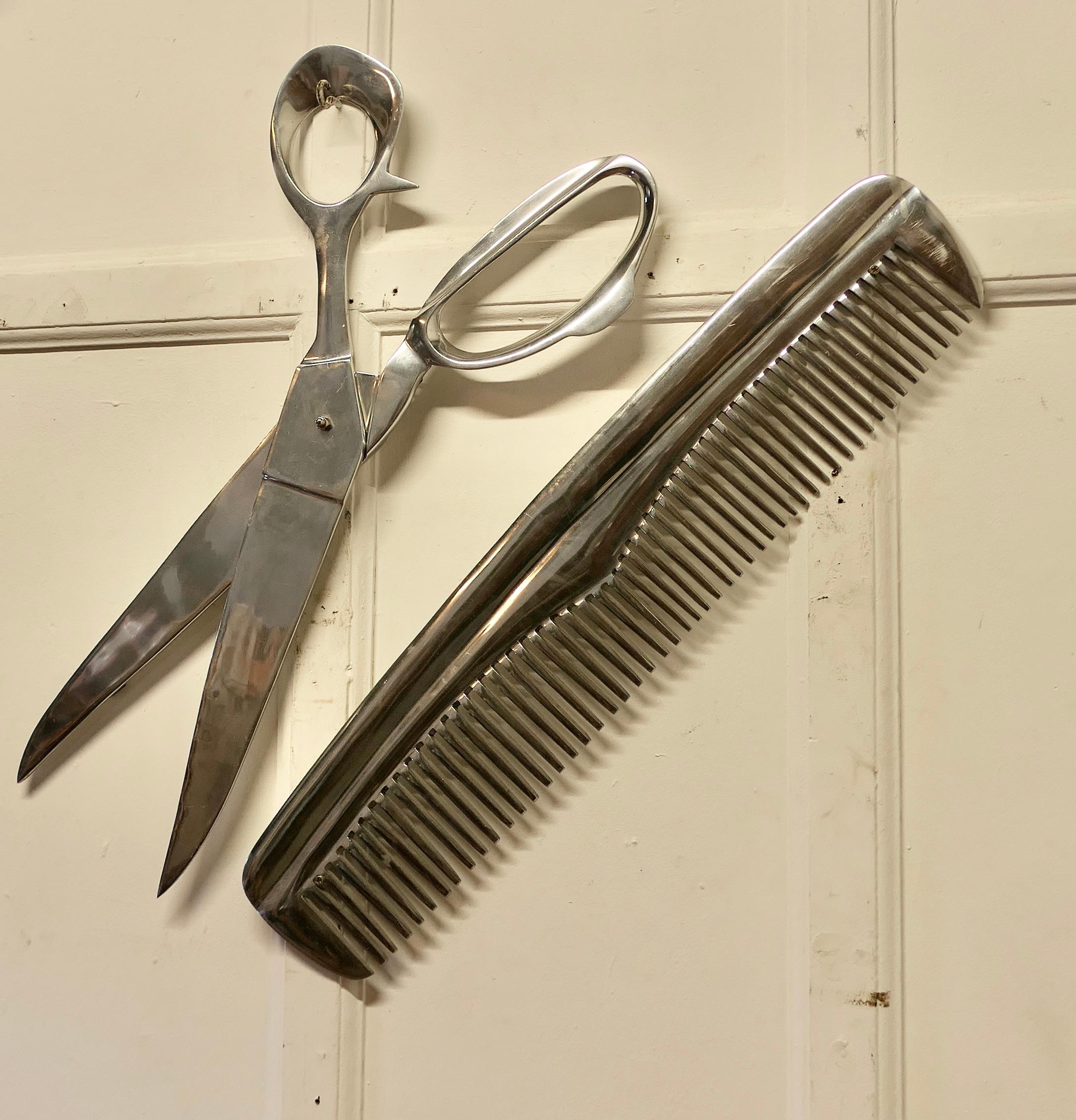 Folk Art Barber Shop Trade Sign, Giant Comb and Scissors   Larger than life