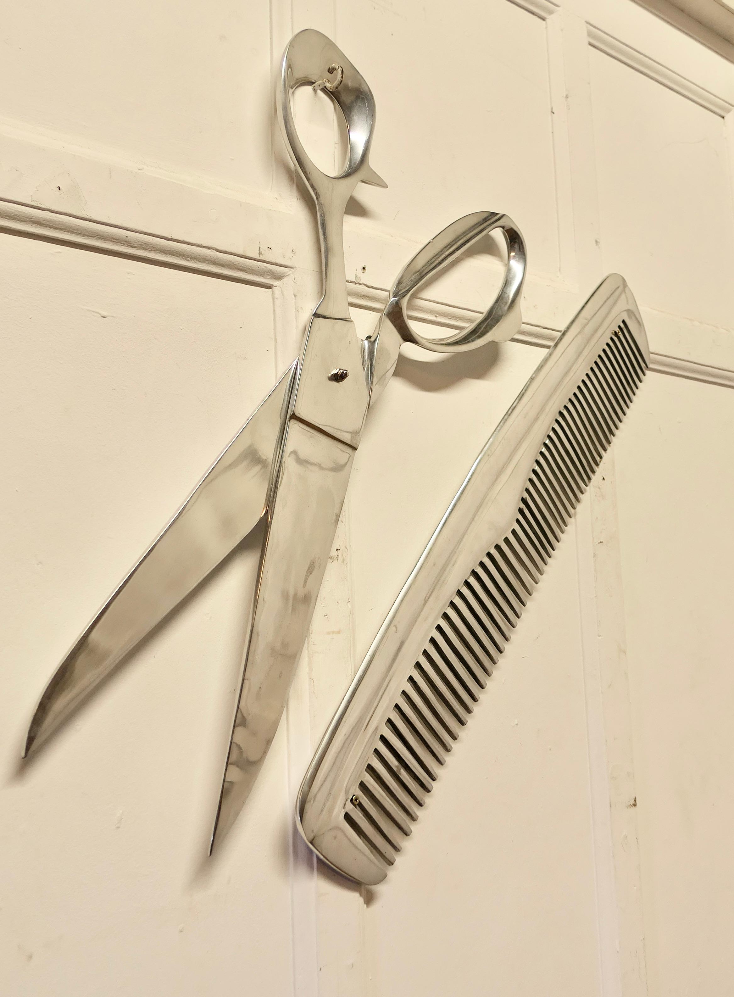 Steel Barber Shop Trade Sign, Giant Comb and Scissors   Larger than life