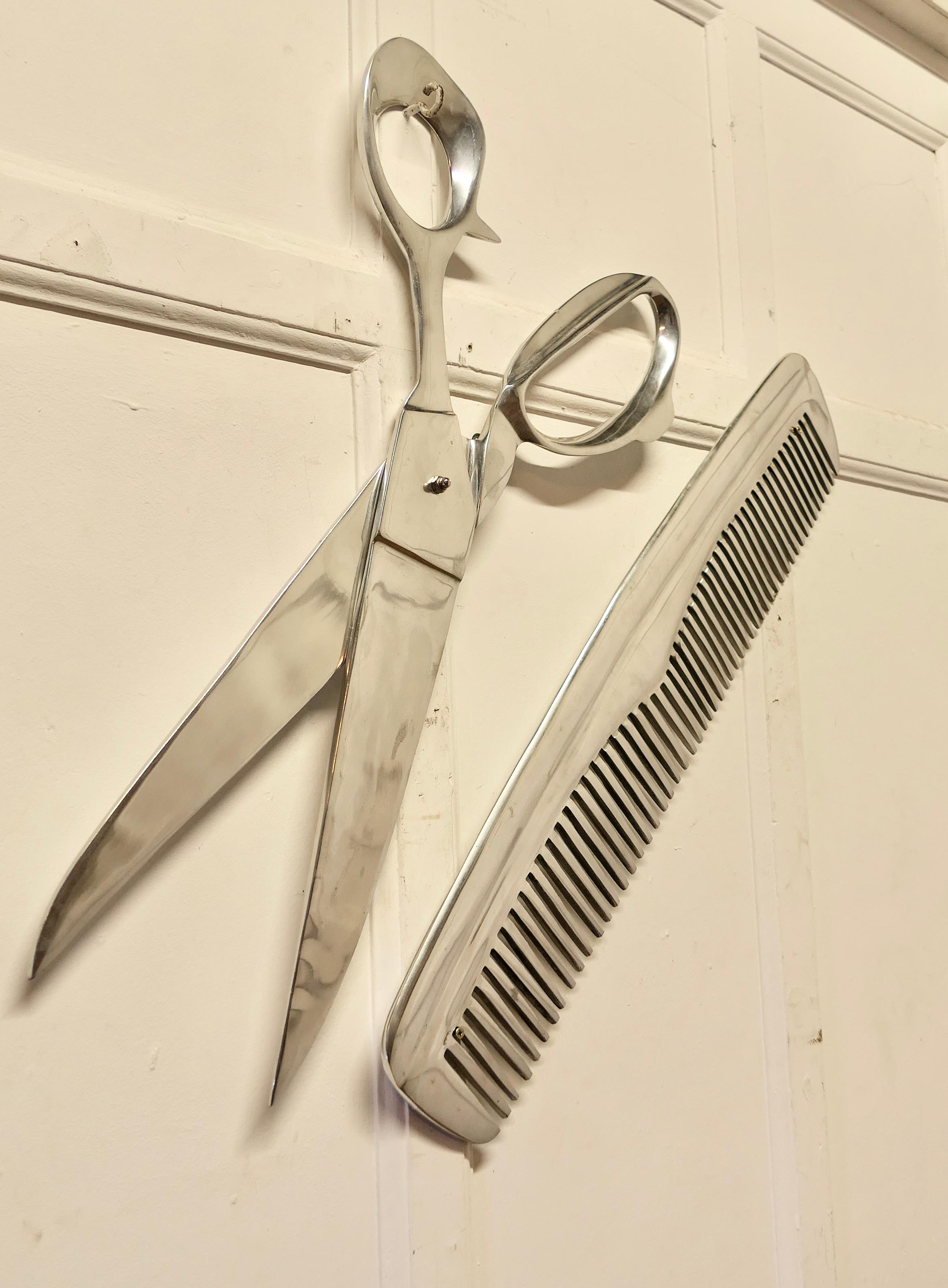 Steel Barber Shop Trade Sign, Giant Comb and Scissors   Larger than life  For Sale