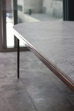 Barbera 'Bronze' Oval Table, Modern Solid Bronze Base with Stone Top