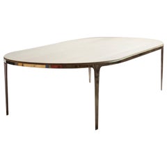 Barbera 'Bronze' Oval Table, Modern Solid Bronze Base with Timber Top