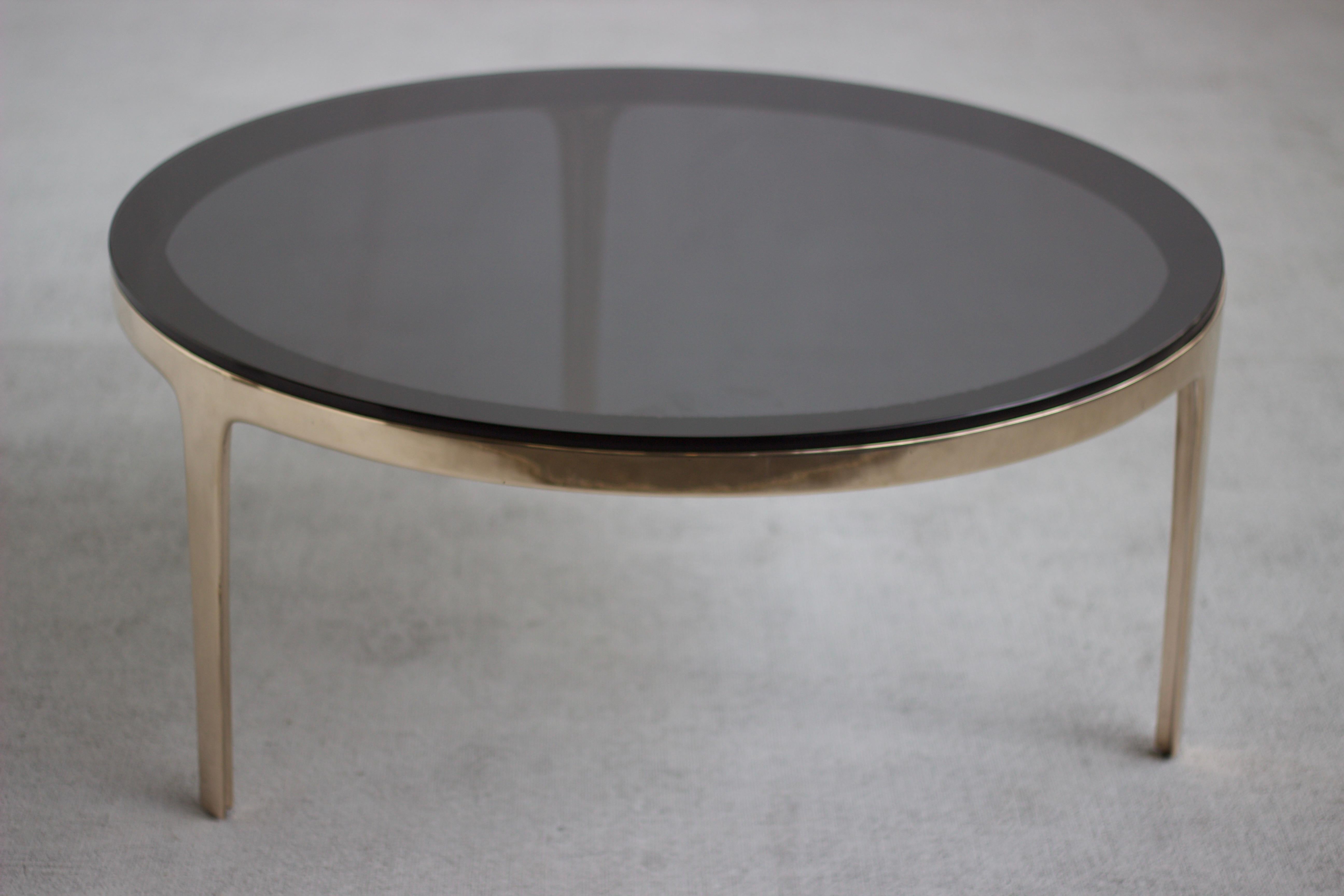 Post-Modern Barbera 'Bronze' Round Coffeetable, Modern Solid Bronze Base with Stone Top For Sale