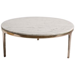 Barbera 'Bronze' Round Coffeetable, Modern Solid Bronze Base with Stone Top