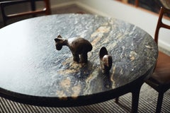 Barbera 'Bronze' Round Table, Modern Solid Bronze Base with Granite Stone Top