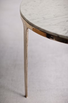 Barbera 'Bronze' Round Table, Modern Solid Bronze Base with Stone Top
