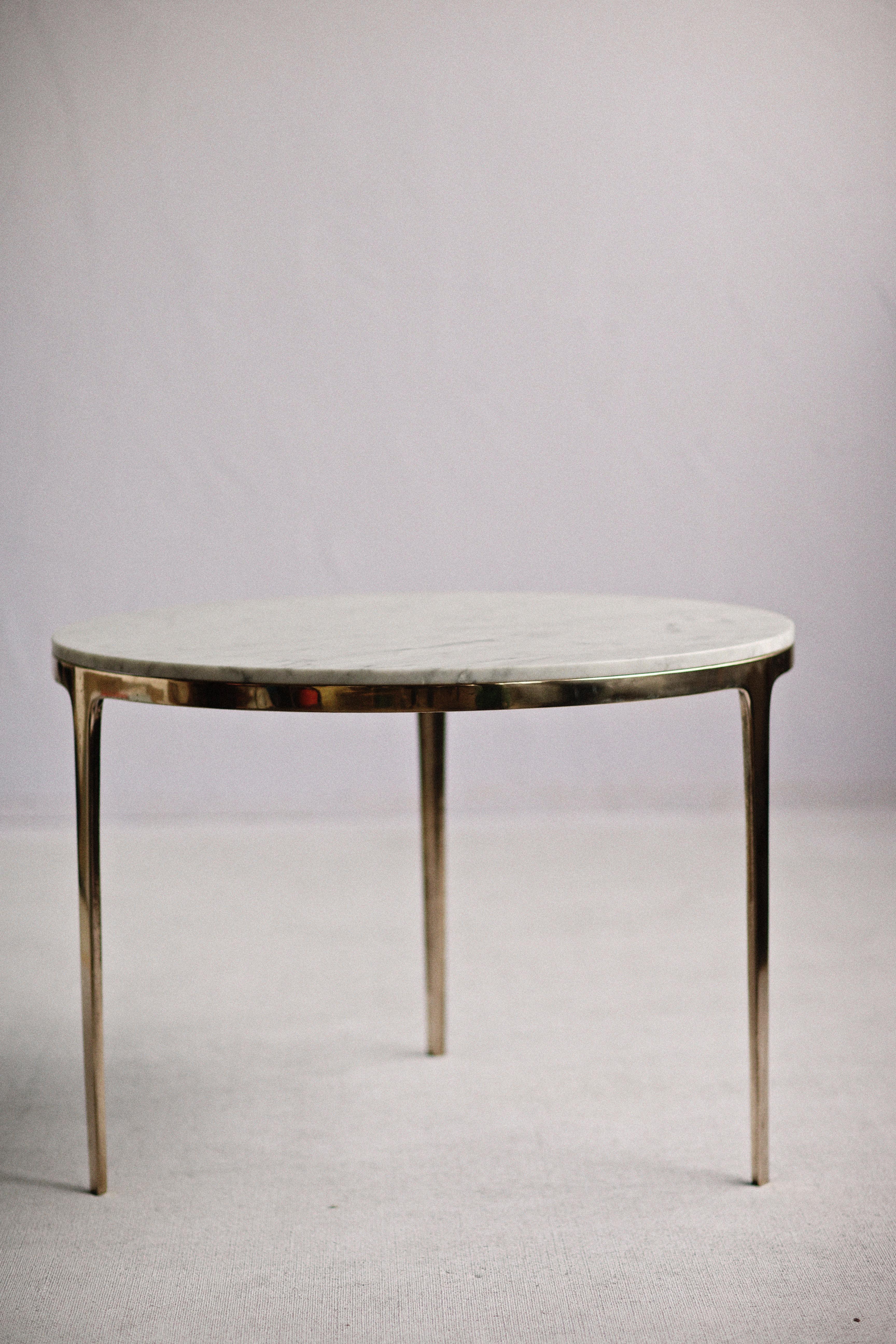Post-Modern Barbera 'Bronze' Round Table, Modern Solid Bronze Base with Stone Top For Sale