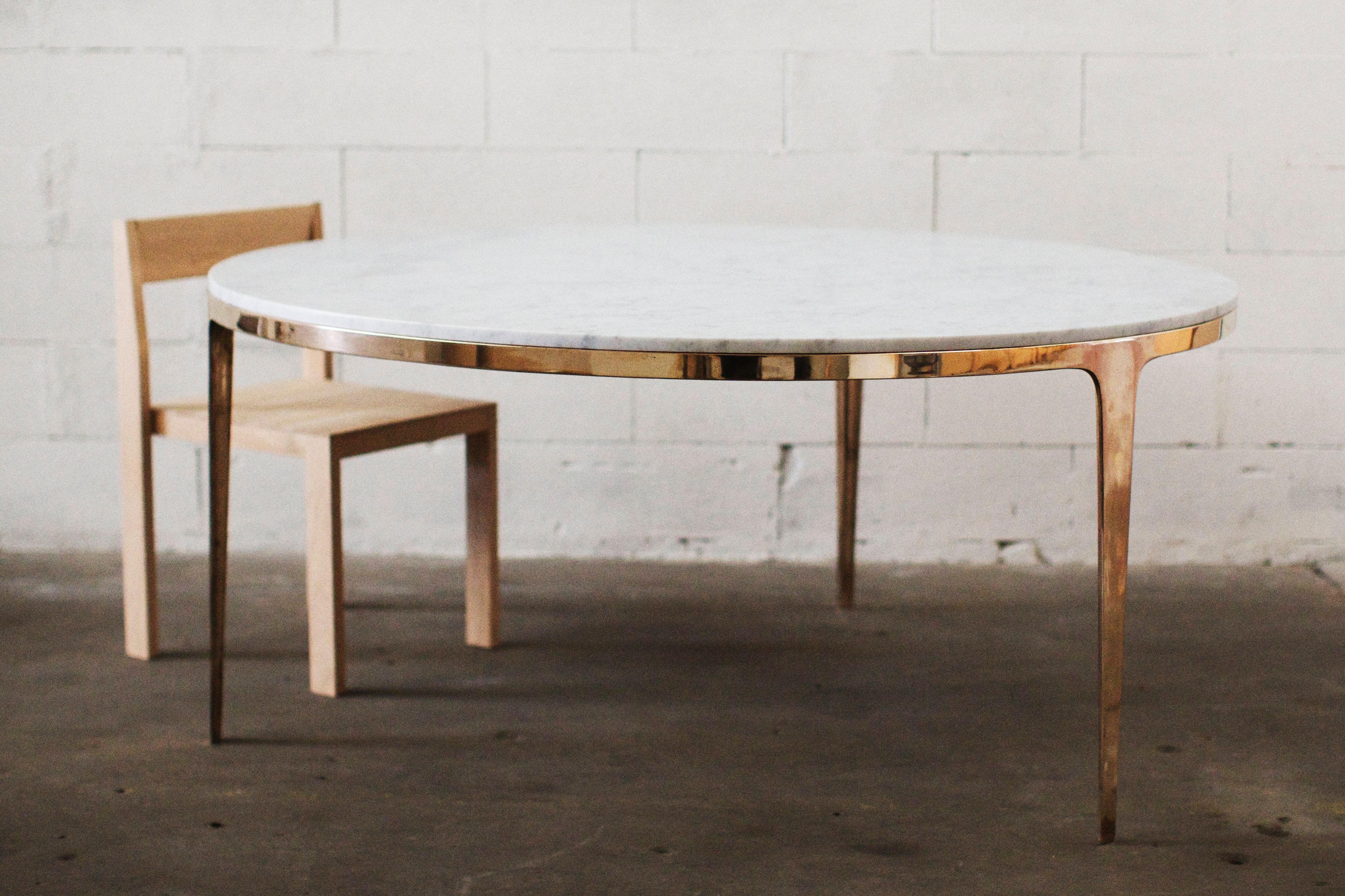 Australian Barbera 'Bronze' Round Table, Modern Solid Bronze Base with Stone Top For Sale
