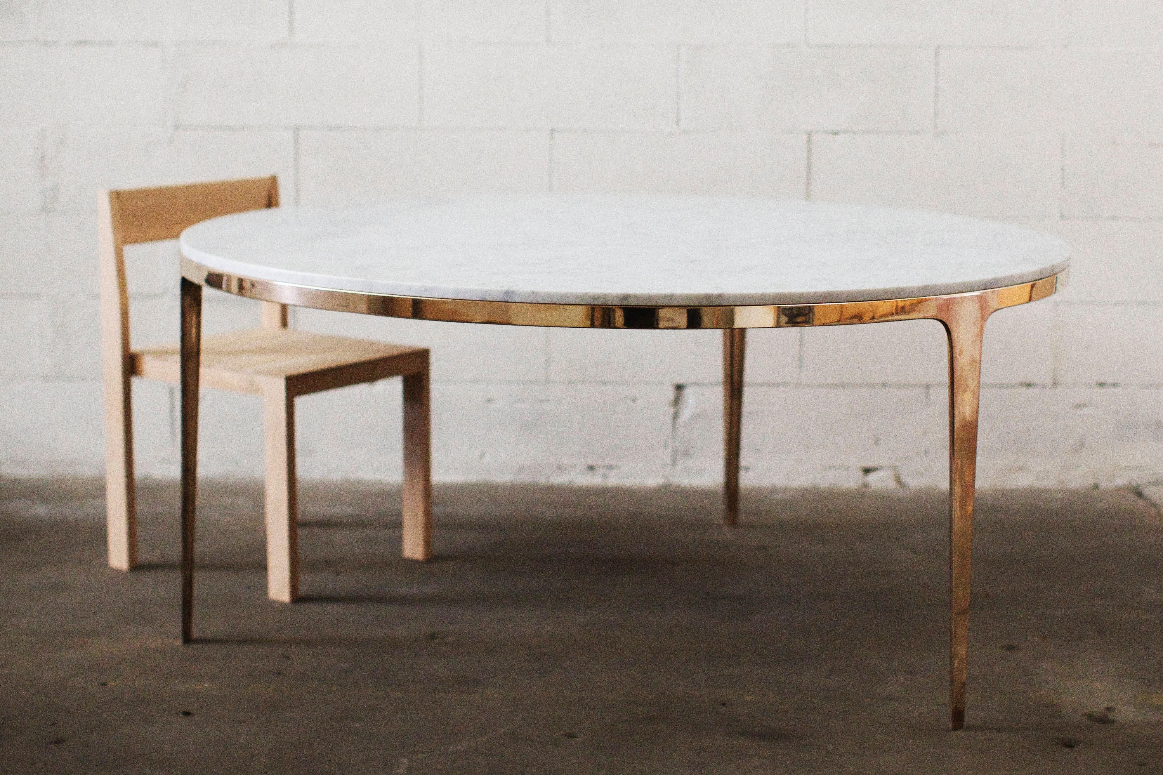 Barbera 'Bronze' Round Table, Modern Solid Bronze Base with Stone Top In New Condition For Sale In Melbourne, Victoria