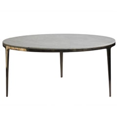 Barbera 'Bronze' Round Table, Modern Solid Bronze Base with Stone Top